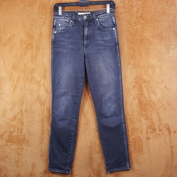 AMO Jeans Womens Size 26 Washed Black High Rise Stix Crop Straight Leg Denim - Picture 3 of 10